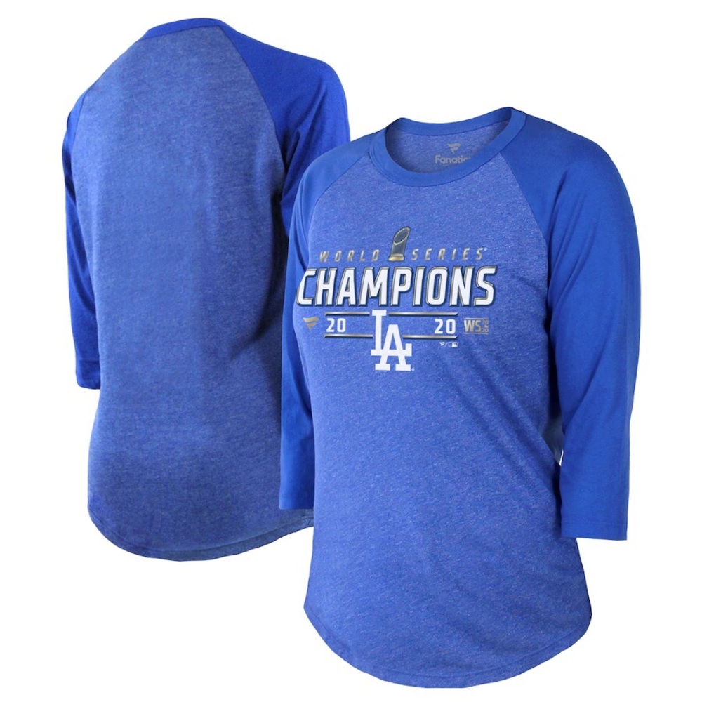 Womens Sz Medium 2020 World Series LA Dodgers 3/4 sleeve Raglan Tri Blend